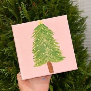 Hand-Painted Christmas Tree Canvas Art